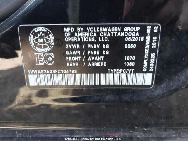 Volkswagen 2015 2015 1VWAS7A33FC104793 Image 9