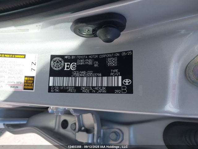 Toyota 2zr-fxe 2025 JTDBDMHE0S3023798 Image 9
