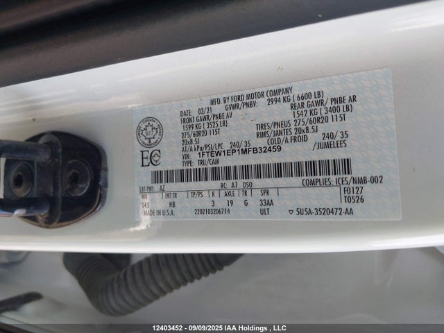 Ford 4v 2021 1FTEW1EP1MFB32459 Image 8