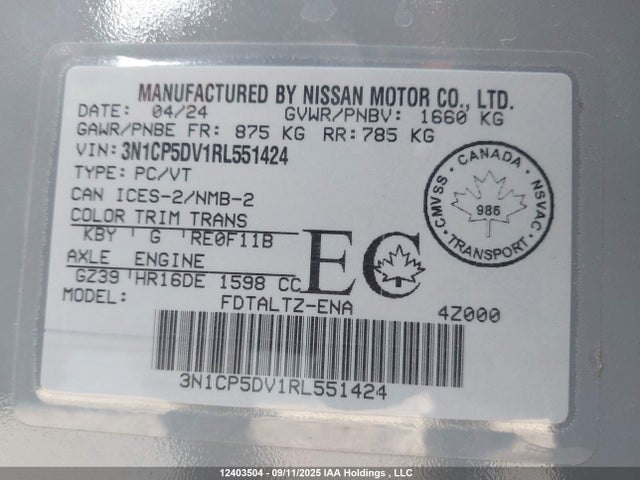 Nissan 2024 2024 3N1CP5DV1RL551424 Image 9