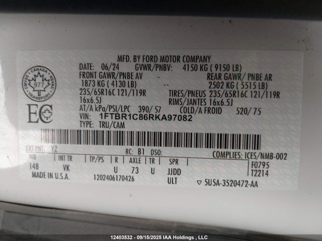Ford 3.5l v6 cyclone 2024 1FTBR1C86RKA97082 Image 19