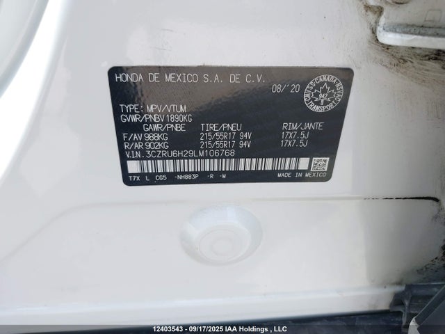 3CZRU6H29LM106768 Honda r18z9