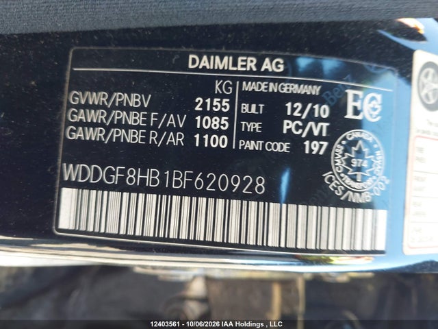 2011 Mercedes-benz C 350 4matic მანქანა იყიდება აუქციონზე, vin: WDDGF8HB1BF620928, აუქციონის ნომერი: 12403561