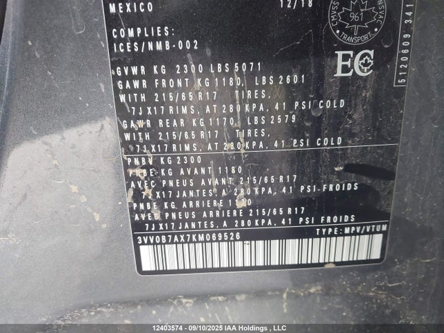 Volkswagen 2019 2019 3VV0B7AX7KM069526 Image 9