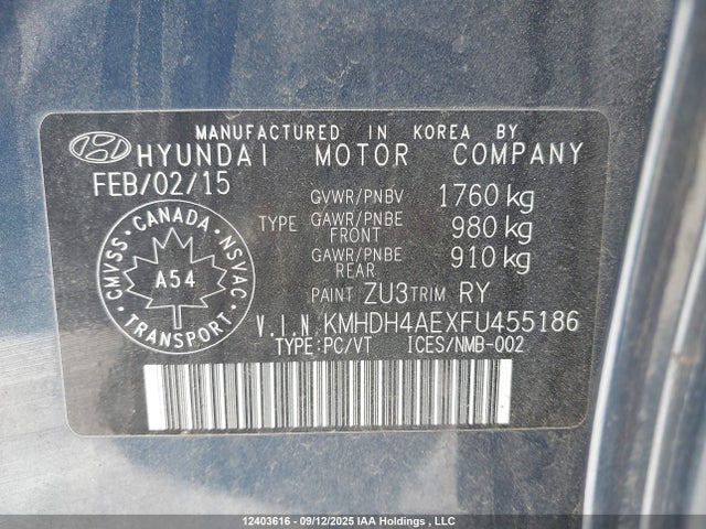 Hyundai dohc mpi nu 2015 KMHDH4AEXFU455186 Image 19