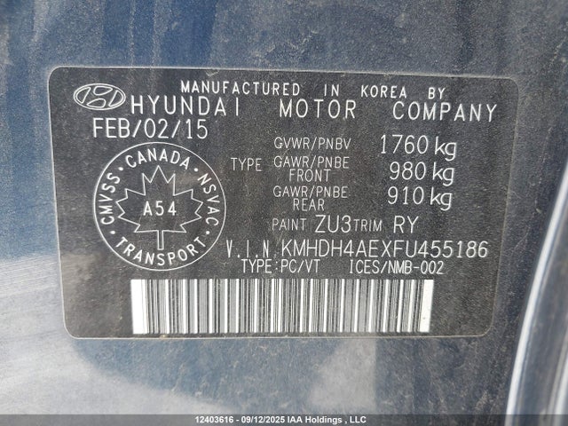 Hyundai dohc mpi nu 2015 KMHDH4AEXFU455186 Image 9