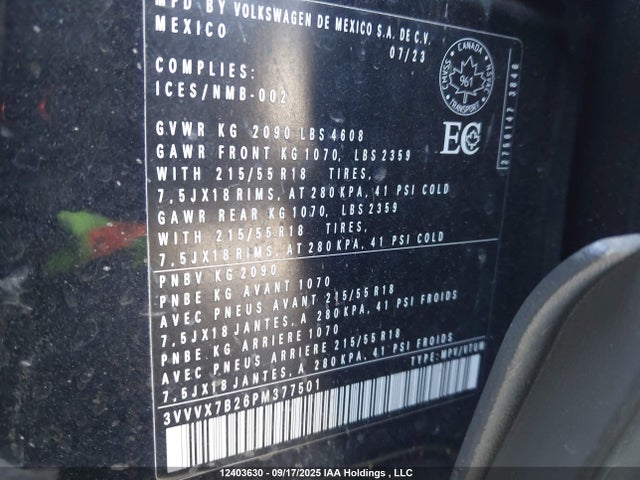 3VVVX7B26PM377501 Volkswagen tsi