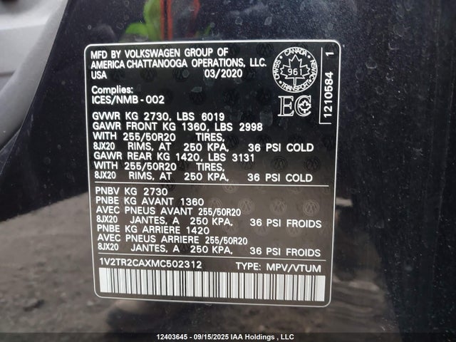 Volkswagen 3.6 fsi 2021 1V2TR2CAXMC502312 Image 9