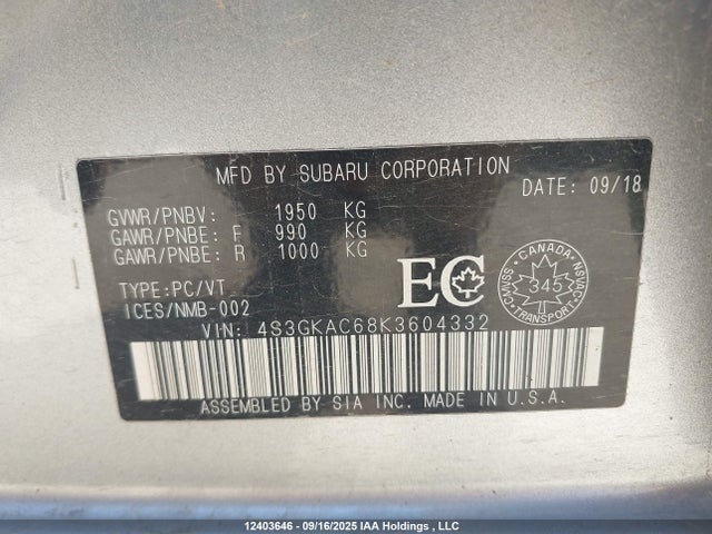 4S3GKAC68K3604332 Subaru Impreza