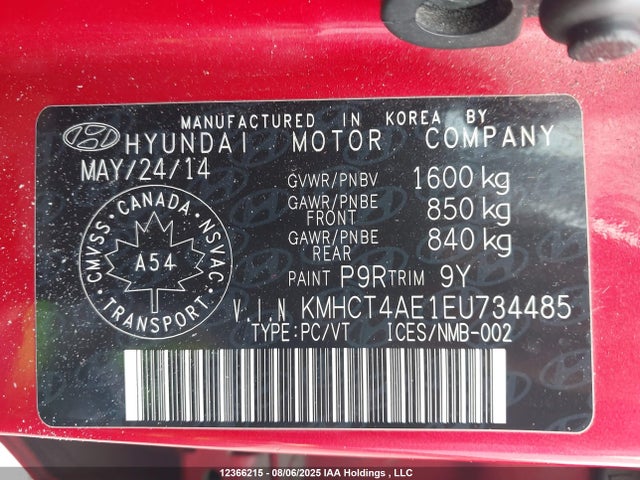Hyundai dohc gdi gamma 2014 KMHCT4AE1EU734485 Image 18