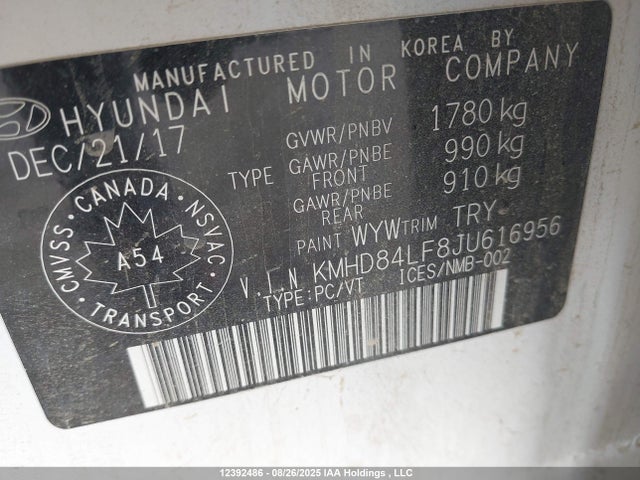 KMHD84LF8JU616956 Hyundai mpi nu