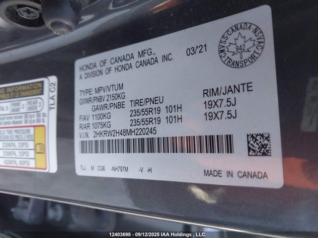Honda l15be 2021 2HKRW2H48MH220245 Image 19