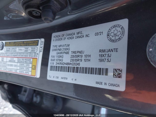 Honda l15be 2021 2HKRW2H48MH220245 Image 9