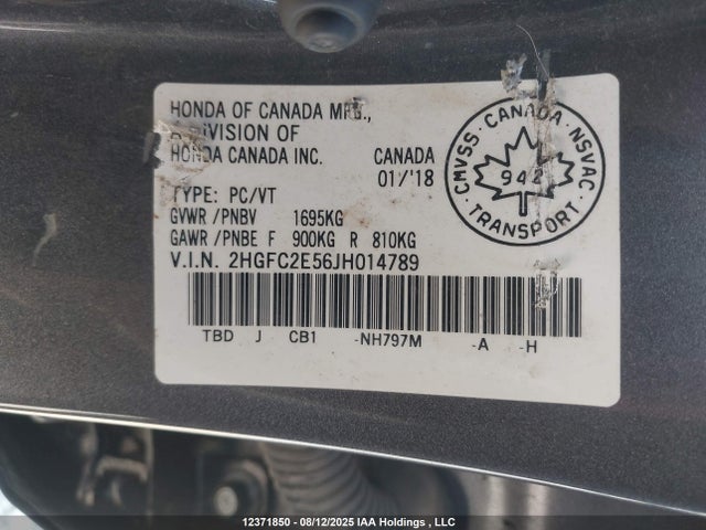 Honda k20c2 2018 2HGFC2E56JH014789 Image 9