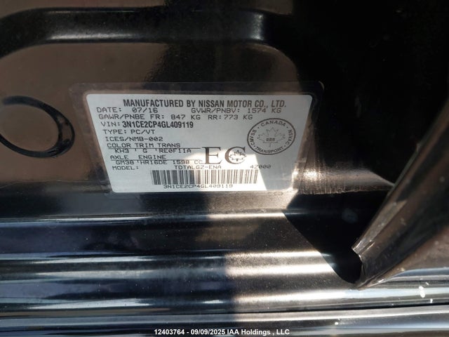 Nissan VERSA NOTE 2016 3N1CE2CP4GL409119 Image 9