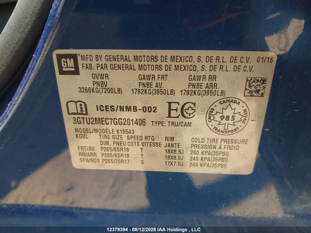 3GTU2MEC7GG201406 GMC l83 - sidi, vvt, afm, e85 max, aluminum