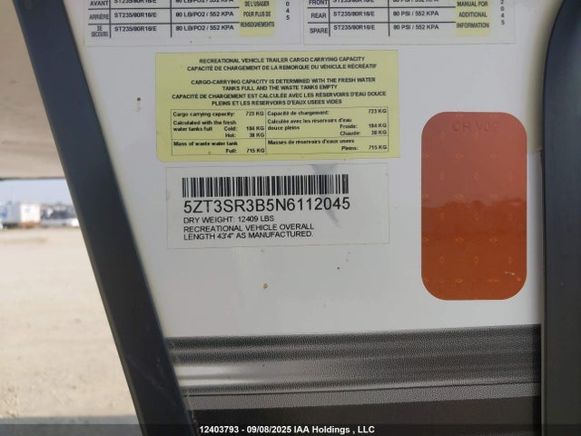 5ZT3SR3B5N6112045 Forest River 2022