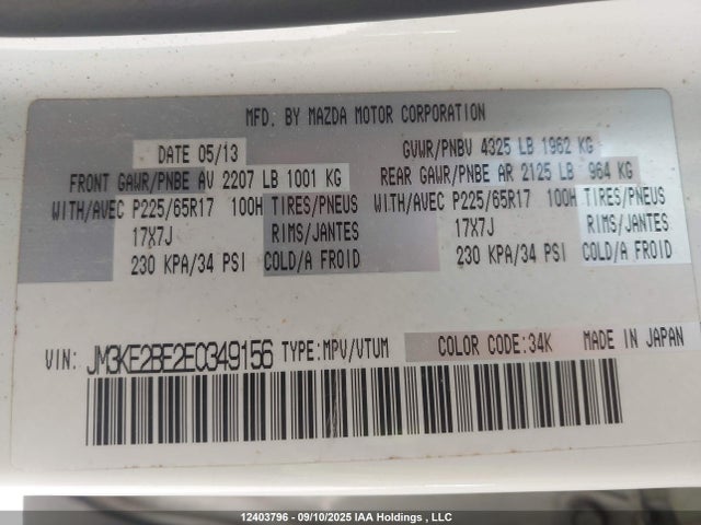JM3KE2BE2E0349156 Mazda pe