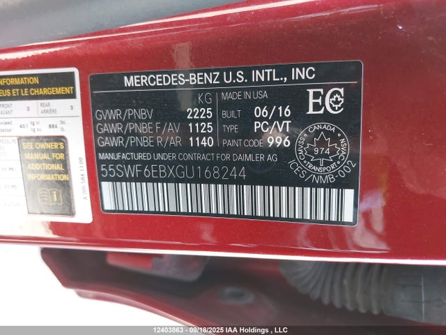Mercedes-Benz 2016 2016 55SWF6EBXGU168244 Image 9