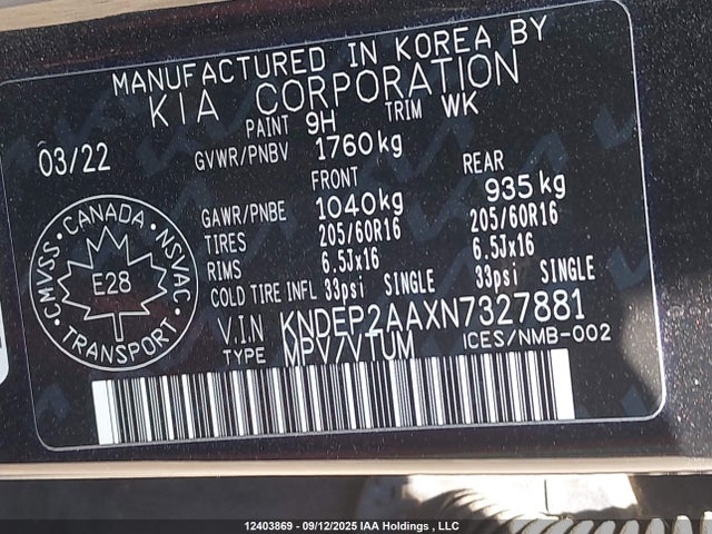 KNDEP2AAXN7327881 KIA nu