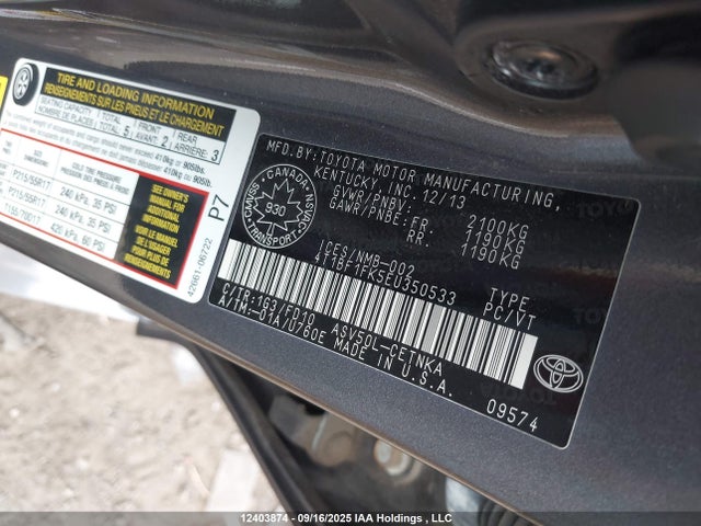 Toyota 2ar-fe 2014 4T1BF1FK5EU350533 Image 9