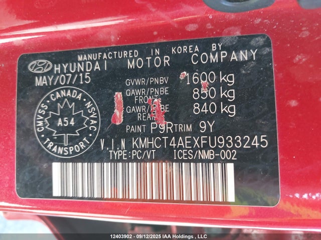 KMHCT4AEXFU933245 Hyundai dohc gdi gamma