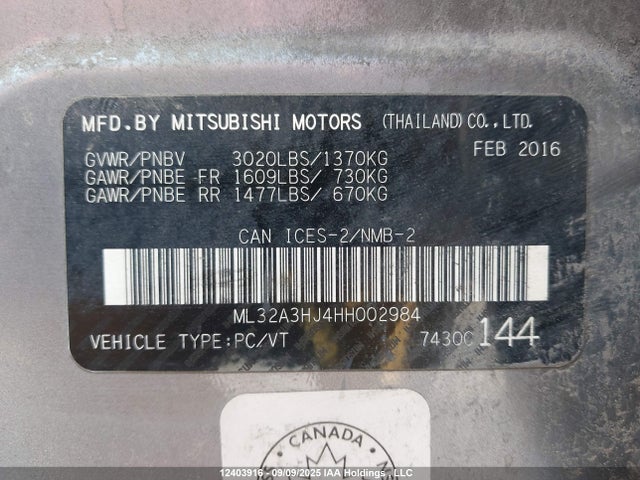 ML32A3HJ4HH002984 Mitsubishi Mirage