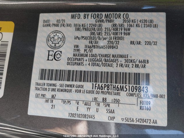 Ford Mustang 2021 1FA6P8TH6M5109843 Image 9