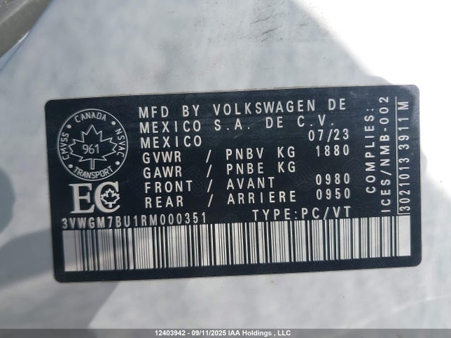 3VWGM7BU1RM000351 Volkswagen tsi
