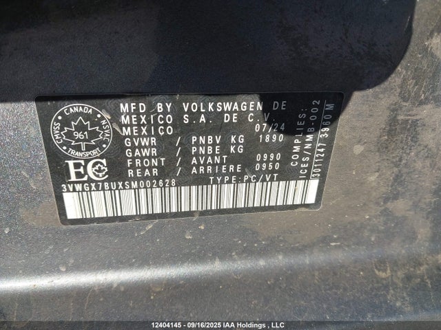 3VWGX7BUXSM002628 Volkswagen tsi