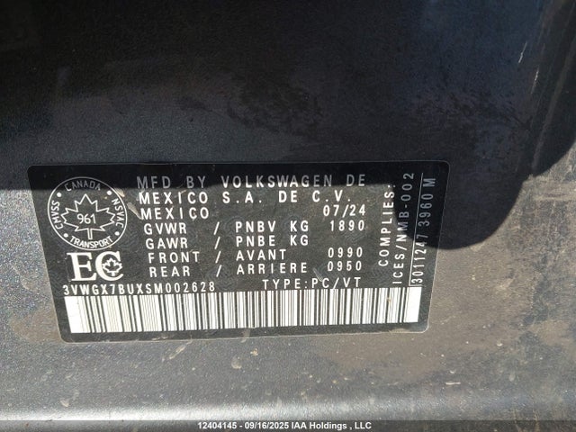3VWGX7BUXSM002628 Volkswagen tsi
