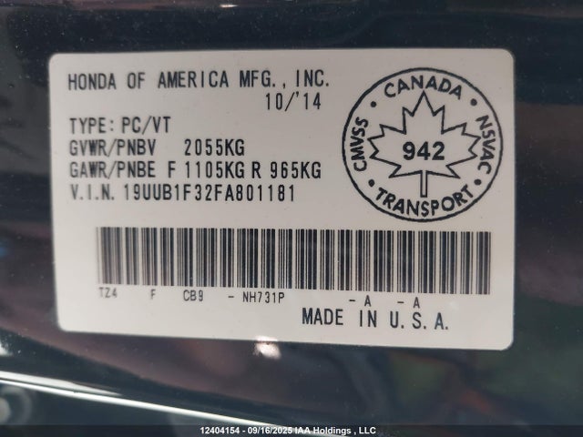 19UUB1F32FA801181 Acura k24w7