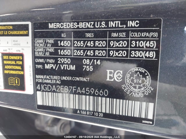 Mercedes-Benz Ml-Class 2015 4JGDA2EB7FA459660 Image 9
