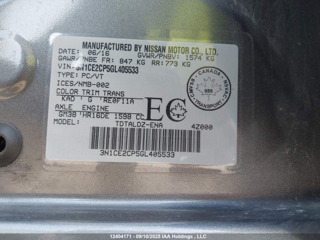Nissan VERSA NOTE 2016 3N1CE2CP5GL405533 Image 18