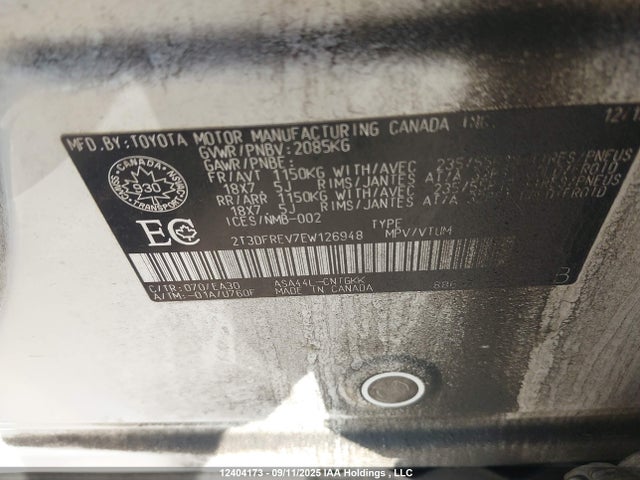 Toyota 2ar-fe 2014 2T3DFREV7EW126948 Image 9