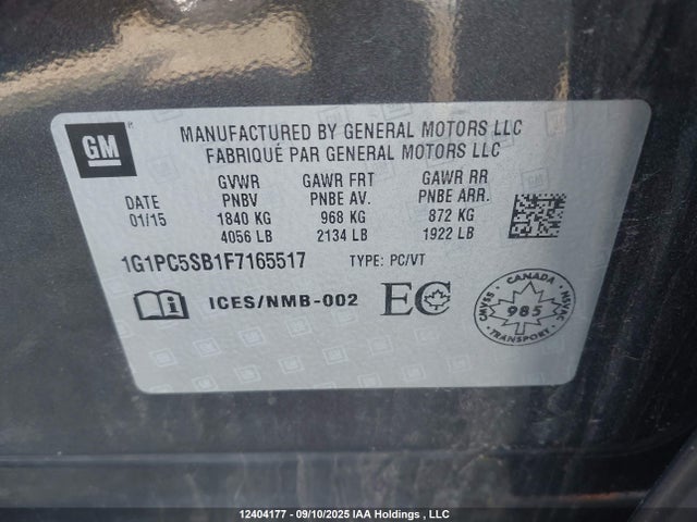 Chevrolet LUV 2015 1G1PC5SB1F7165517 Image 9