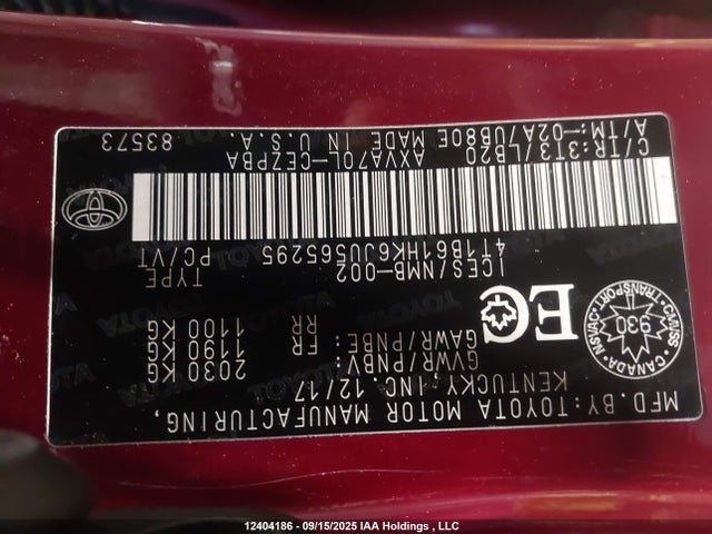 4T1B61HK6JU565295 Toyota a25a-fks