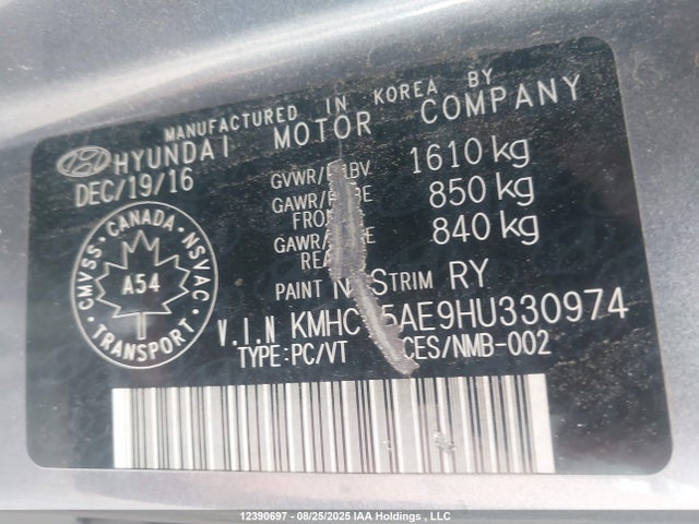 KMHCT5AE9HU330974 Hyundai Accent