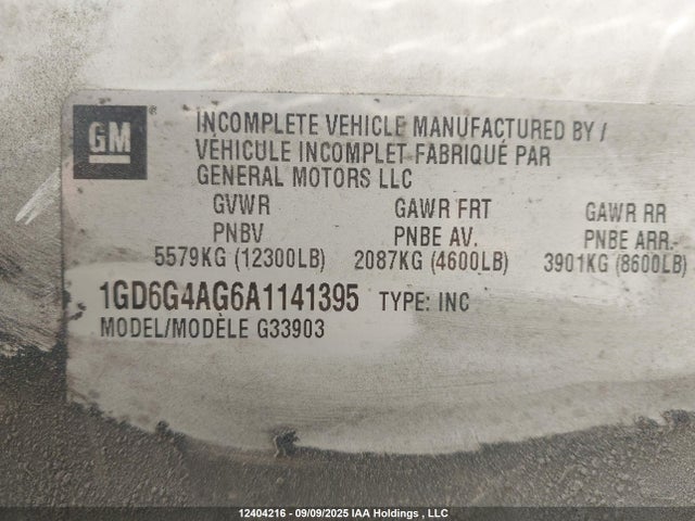 Aukcja sprzedaży 2010 Gmc Savana Cutaway Standard, vin: 1GD6G4AG6A1141395, numer aukcji: 12404216