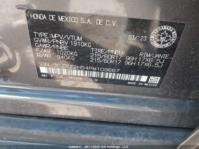 3CZRZ2H54PM109667 Honda k20z5