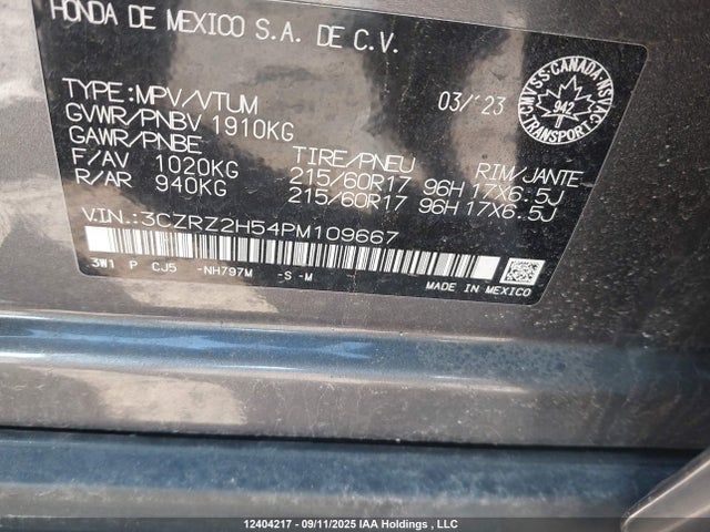 3CZRZ2H54PM109667 Honda k20z5