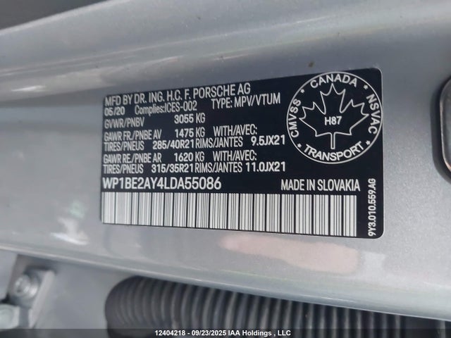 Porsche 2020 2020 WP1BE2AY4LDA55086 Image 9