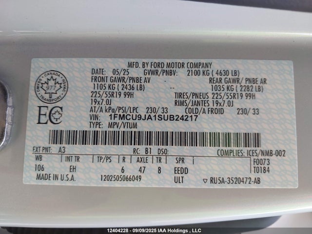Ford gtdi a 2025 1FMCU9JA1SUB24217 Image 18