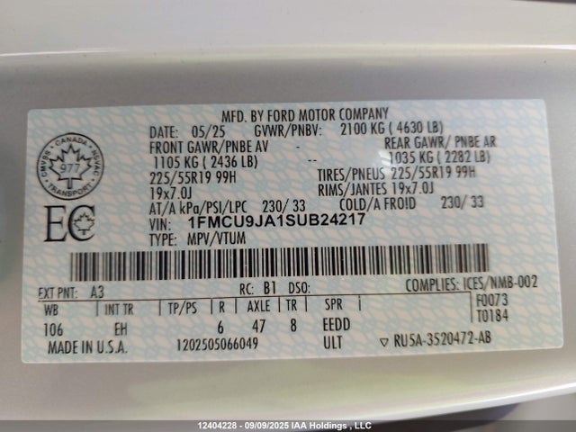 Ford gtdi a 2025 1FMCU9JA1SUB24217 Image 9
