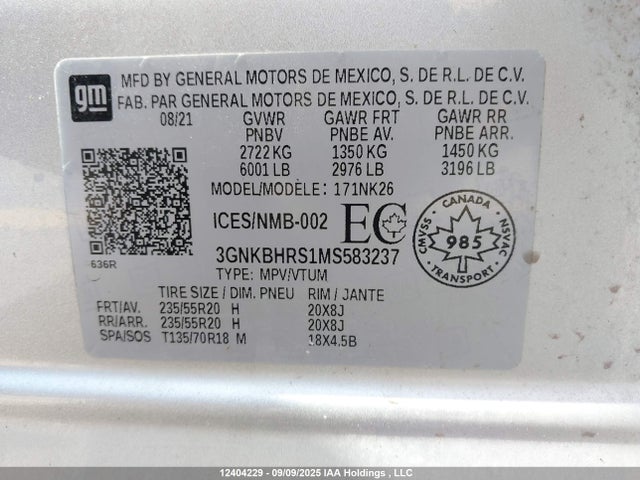 Chevrolet lgx 2021 3GNKBHRS1MS583237 Image 19