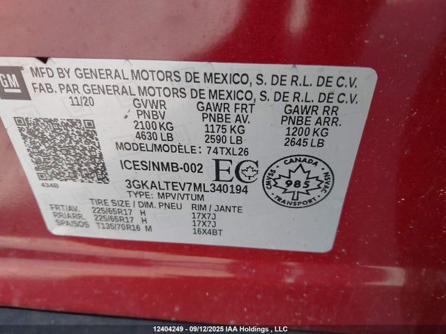 3GKALTEV7ML340194 GMC lyx