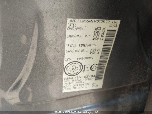 Nissan 2016 2016 1N6BA1F46GN502494 Image 18