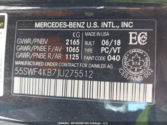 55SWF4KB7JU275512 Mercedes-Benz m274