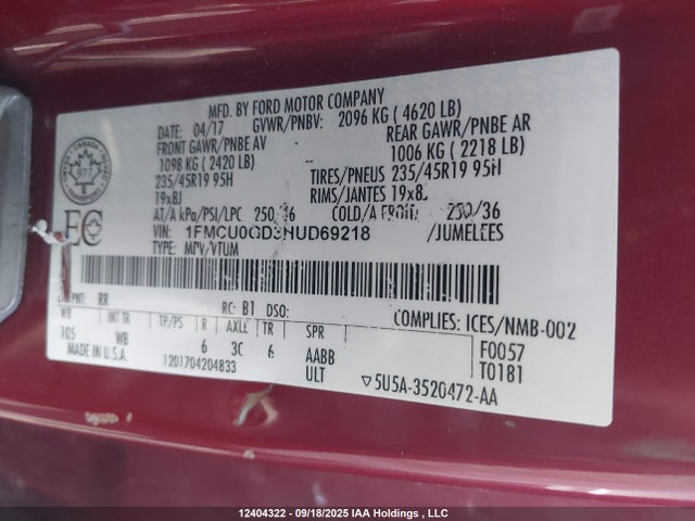 1FMCU0GD3HUD69218 Ford gtdi sigma w/premium fuel