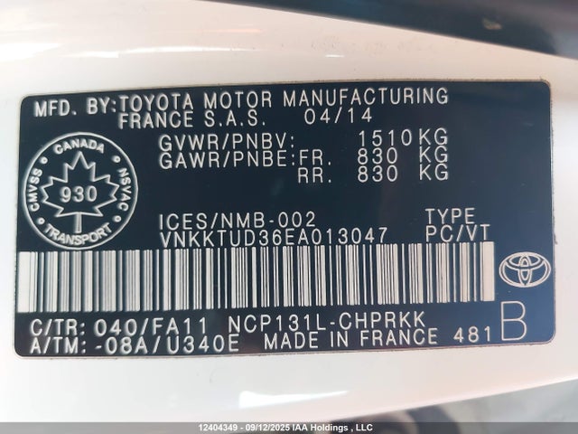 Toyota 1nz-fe 2014 VNKKTUD36EA013047 Image 19